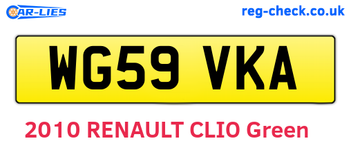 WG59VKA are the vehicle registration plates.