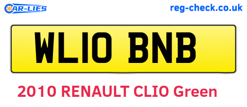 WL10BNB are the vehicle registration plates.