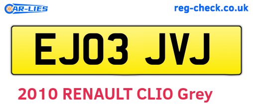 EJ03JVJ are the vehicle registration plates.