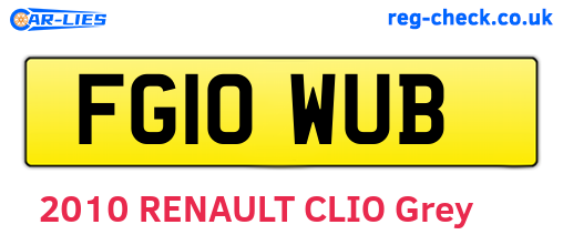 FG10WUB are the vehicle registration plates.