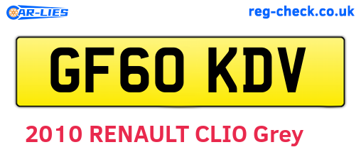 GF60KDV are the vehicle registration plates.
