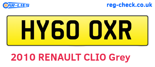 HY60OXR are the vehicle registration plates.