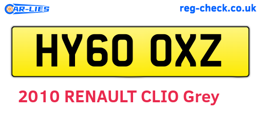 HY60OXZ are the vehicle registration plates.