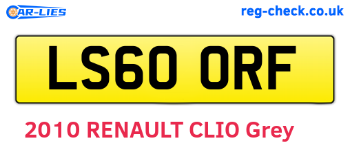 LS60ORF are the vehicle registration plates.