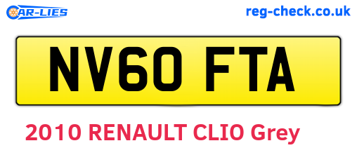 NV60FTA are the vehicle registration plates.
