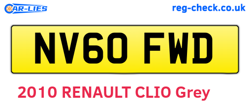 NV60FWD are the vehicle registration plates.