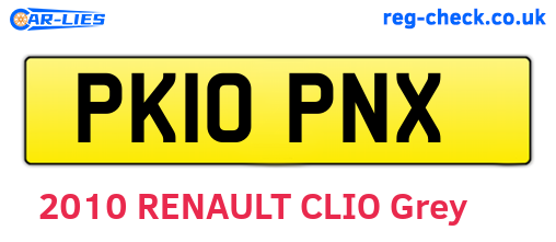 PK10PNX are the vehicle registration plates.