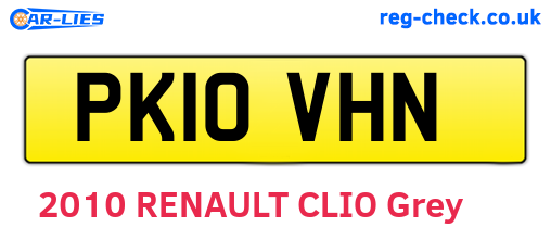 PK10VHN are the vehicle registration plates.