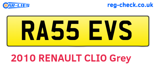 RA55EVS are the vehicle registration plates.