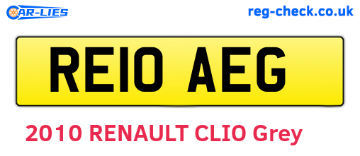 RE10AEG are the vehicle registration plates.