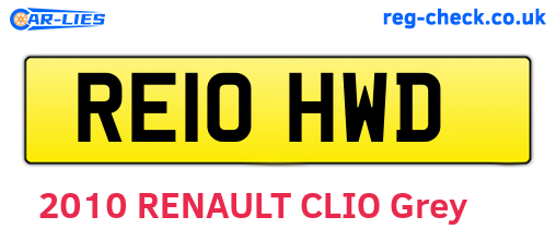 RE10HWD are the vehicle registration plates.