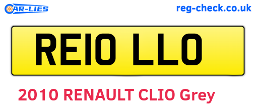 RE10LLO are the vehicle registration plates.