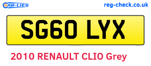SG60LYX are the vehicle registration plates.