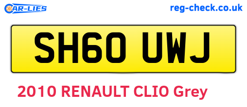 SH60UWJ are the vehicle registration plates.
