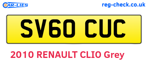 SV60CUC are the vehicle registration plates.