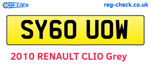 SY60UOW are the vehicle registration plates.