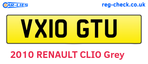 VX10GTU are the vehicle registration plates.