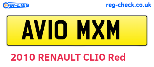AV10MXM are the vehicle registration plates.