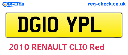 DG10YPL are the vehicle registration plates.