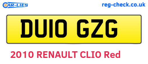 DU10GZG are the vehicle registration plates.