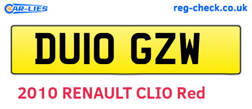 DU10GZW are the vehicle registration plates.