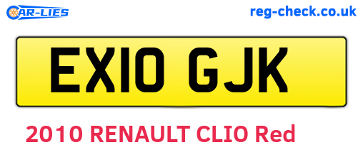 EX10GJK are the vehicle registration plates.