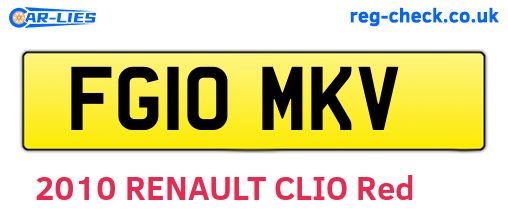 FG10MKV are the vehicle registration plates.