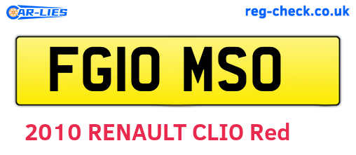 FG10MSO are the vehicle registration plates.