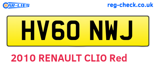 HV60NWJ are the vehicle registration plates.