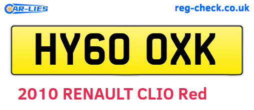 HY60OXK are the vehicle registration plates.