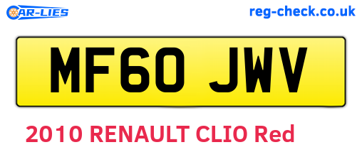MF60JWV are the vehicle registration plates.