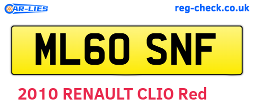 ML60SNF are the vehicle registration plates.
