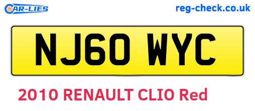 NJ60WYC are the vehicle registration plates.
