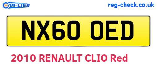 NX60OED are the vehicle registration plates.