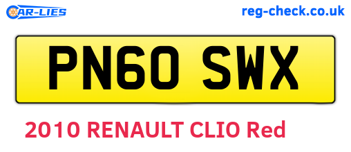 PN60SWX are the vehicle registration plates.