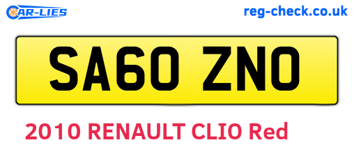 SA60ZNO are the vehicle registration plates.