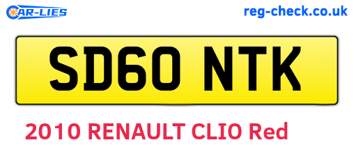 SD60NTK are the vehicle registration plates.
