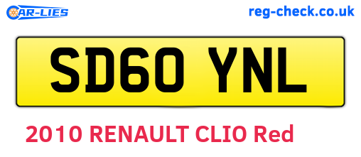 SD60YNL are the vehicle registration plates.