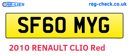 SF60MYG are the vehicle registration plates.