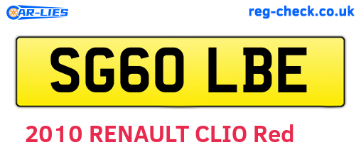 SG60LBE are the vehicle registration plates.