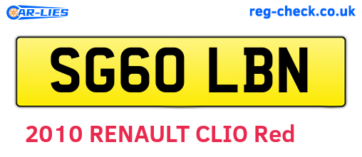 SG60LBN are the vehicle registration plates.