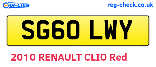 SG60LWY are the vehicle registration plates.