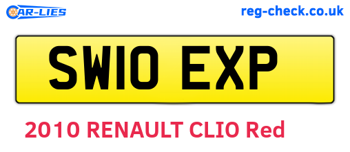 SW10EXP are the vehicle registration plates.