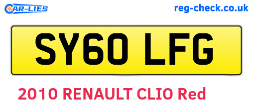 SY60LFG are the vehicle registration plates.