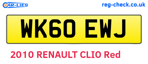 WK60EWJ are the vehicle registration plates.