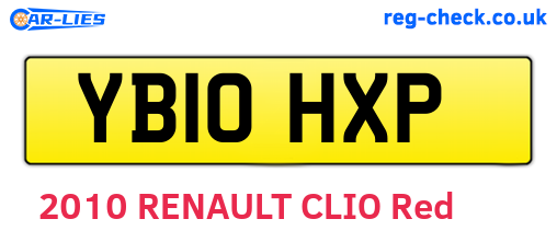 YB10HXP are the vehicle registration plates.