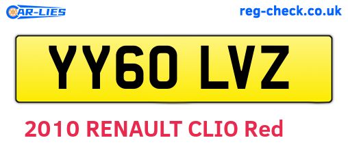 YY60LVZ are the vehicle registration plates.