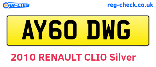 AY60DWG are the vehicle registration plates.