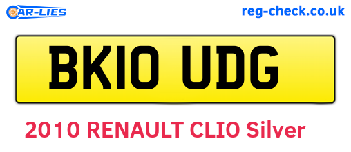 BK10UDG are the vehicle registration plates.