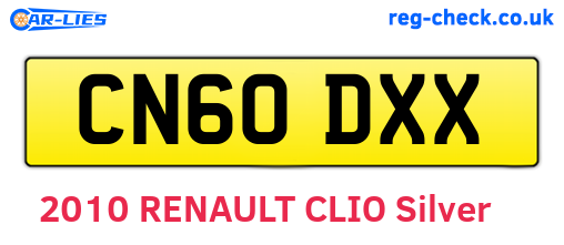 CN60DXX are the vehicle registration plates.